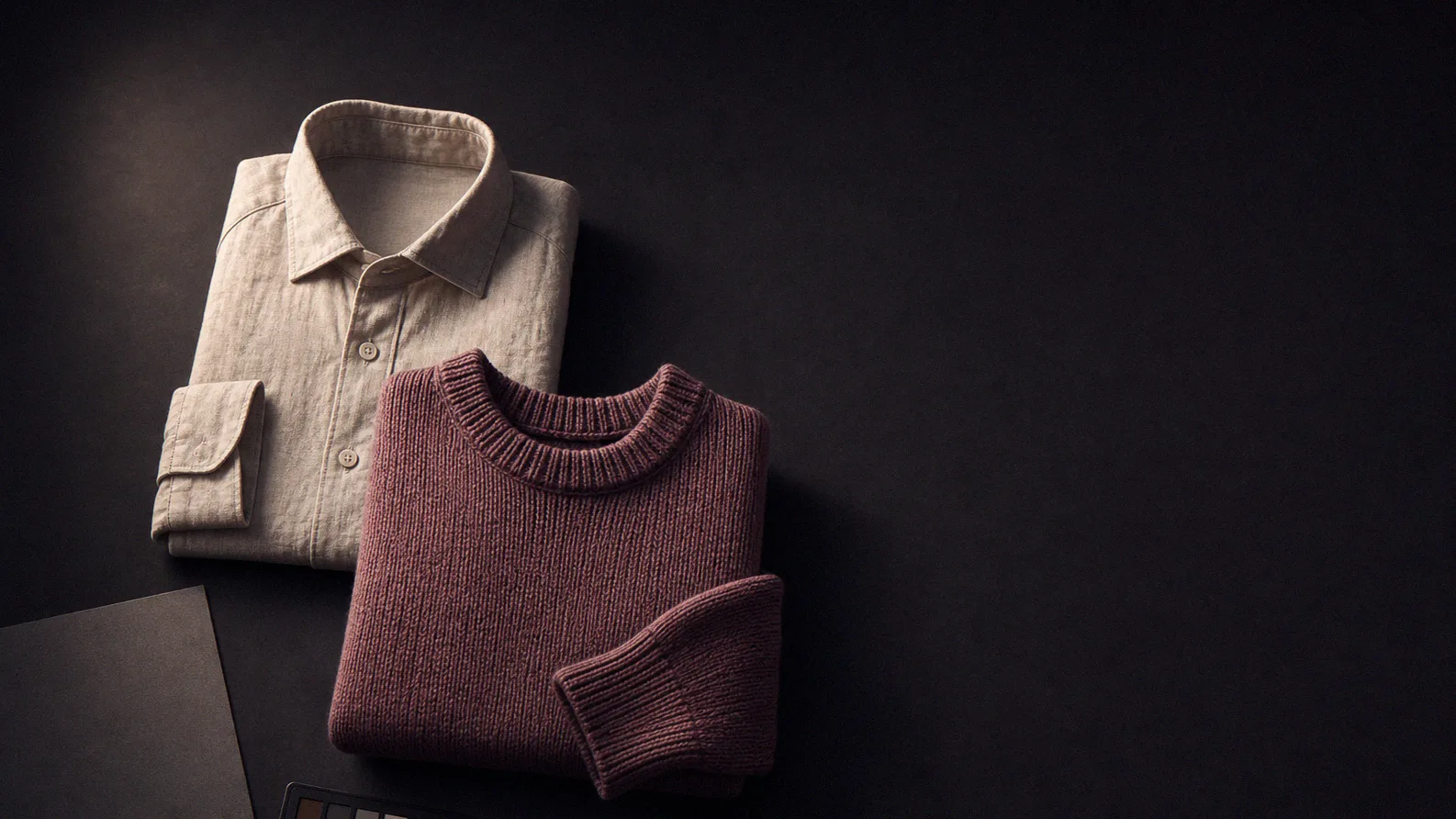 Flat-lay garment arranged on a studio test surface under even light