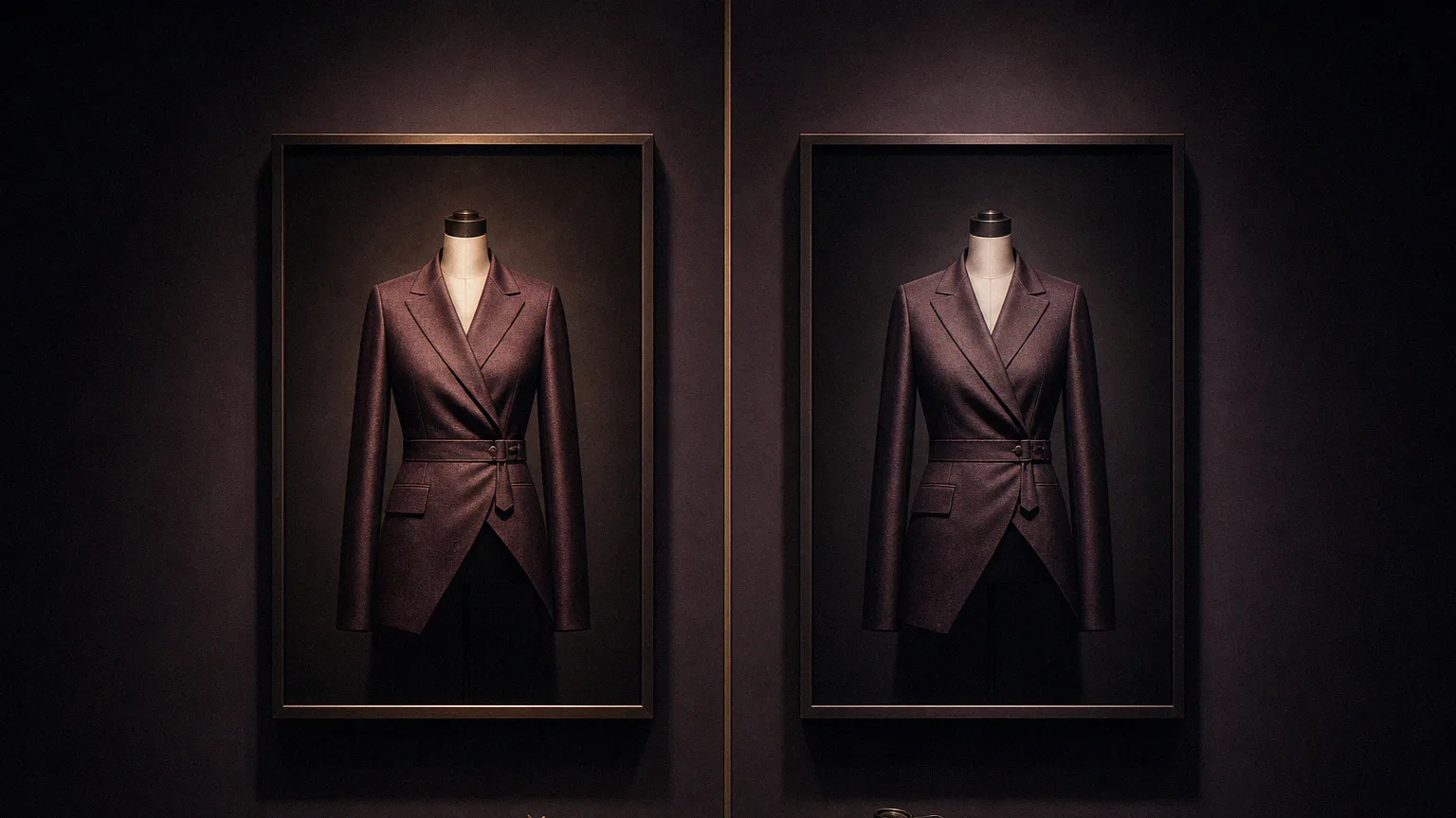 Two AI-generated garment prints displayed side by side for close comparison
